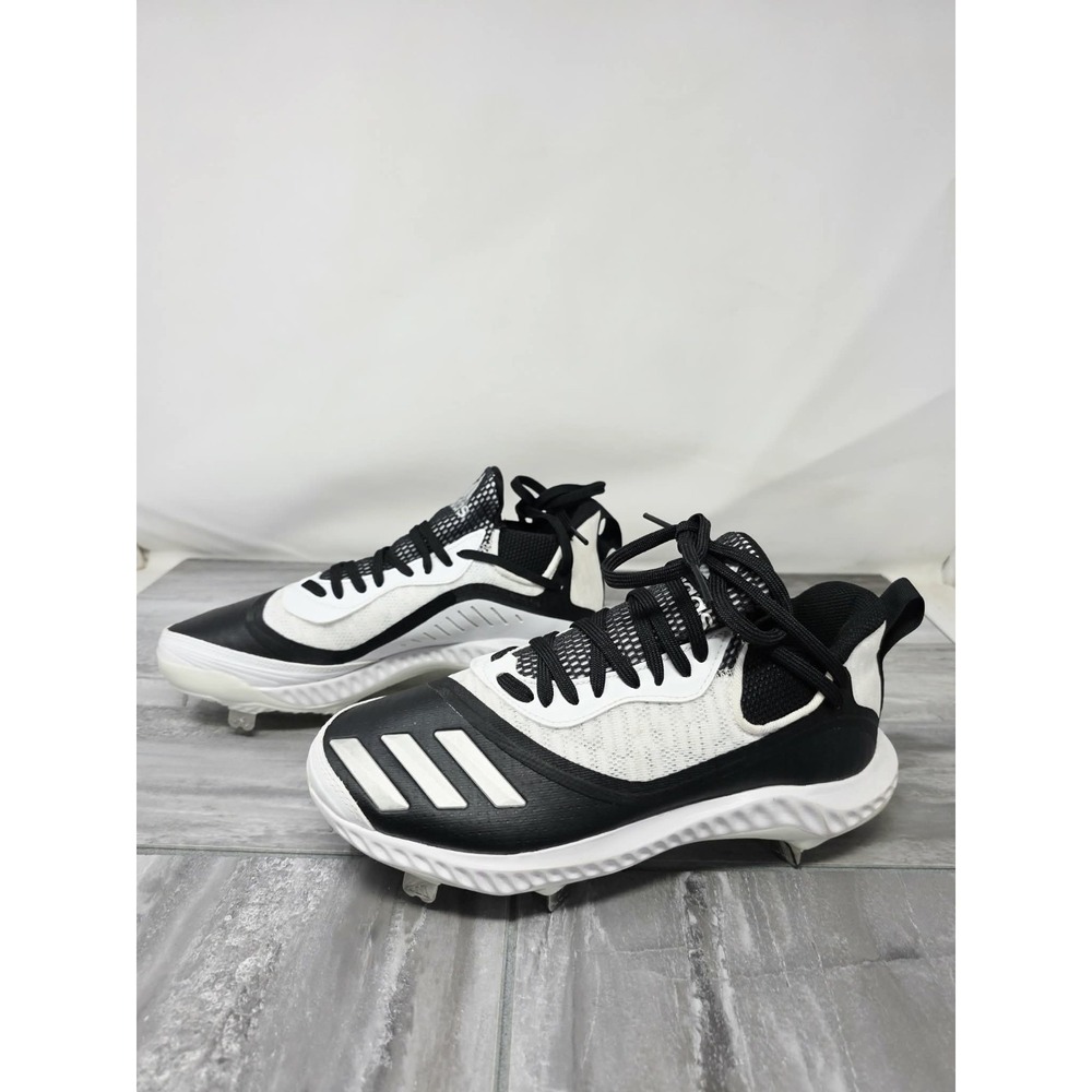 Mens‎ Size 7 Black White Silver Adidas Icon V Bounce Iced Baseball Metal Cleats - Picture 4 of 10
